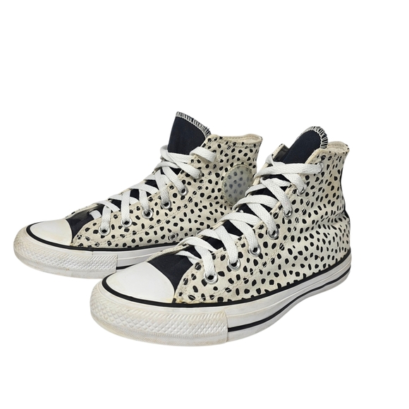 Converse Black and Cream Polka Dot High-Tops Sz 8 - Picture 3 of 9